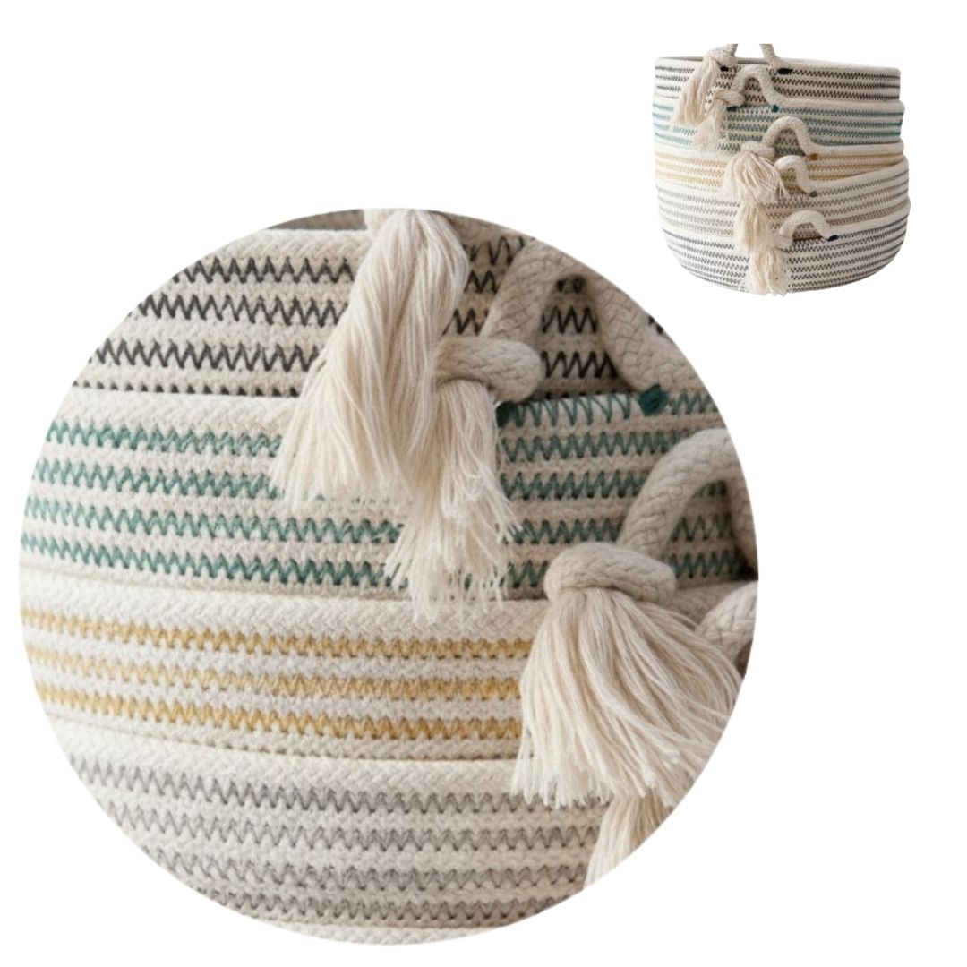 Stylish Eco-Friendly Tassel Basket for Storage
